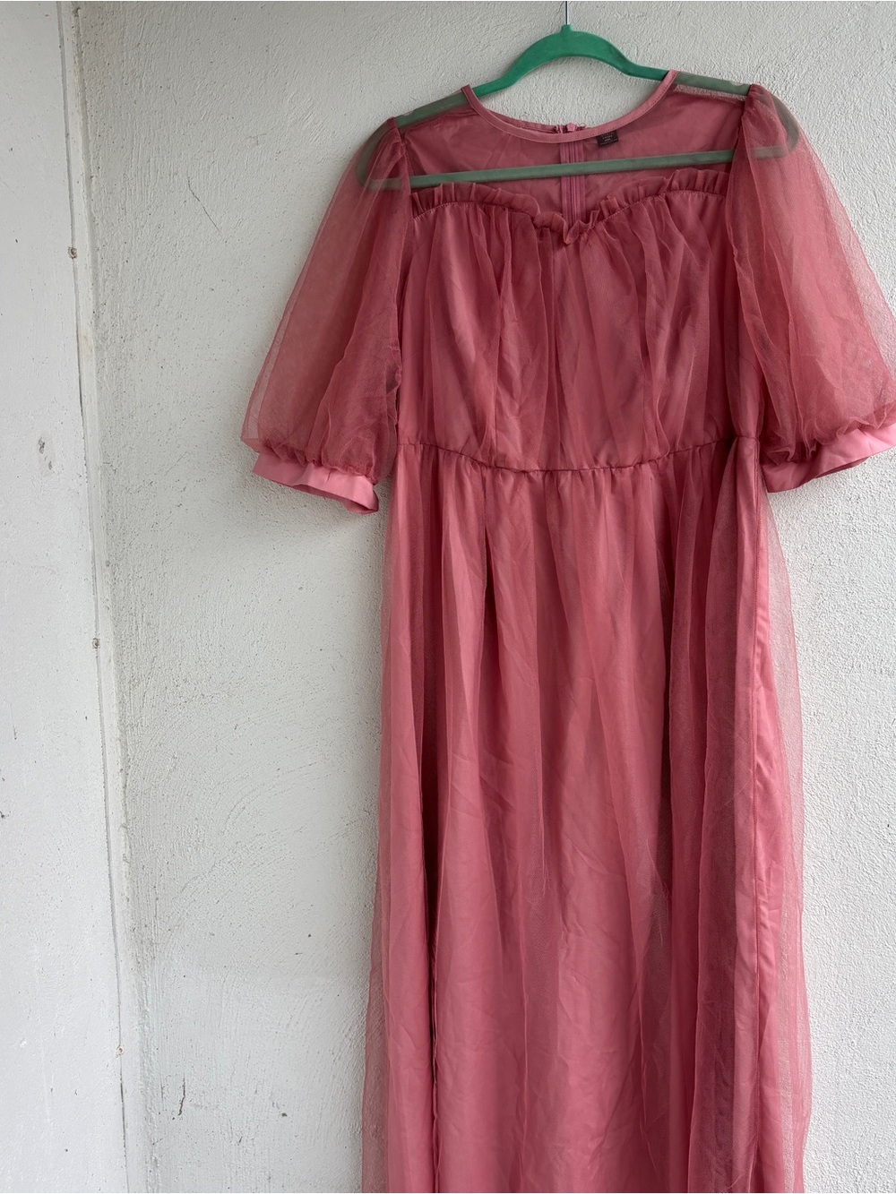 SHEIN Curve Rose Pink Mesh Maxi Dress